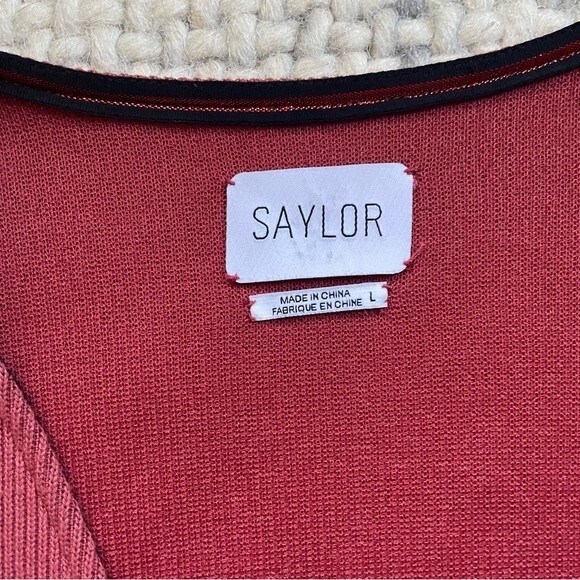 SAYLOR Red Ribbed Cher Midi Dress in Vemellion Large - Picture 8 of 8